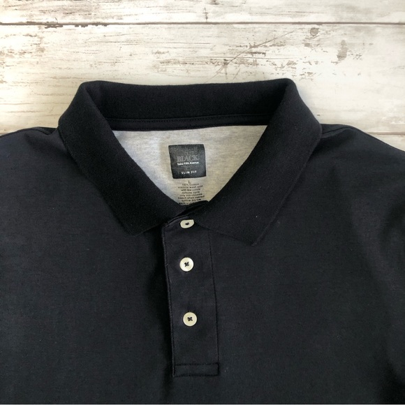 BLACK Saks Fifth Avenue Slim Fit Men’s Black Polo Size L - Picture 5 of 10